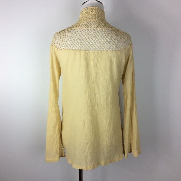 Free People On The Island Crochet Neckline Yoke Blouse Size XS - Picture 5 of 8